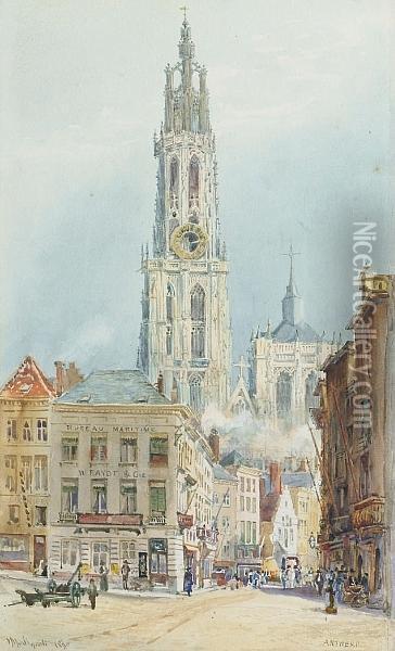 'antwerp' And 'antwerp Spire' Oil Painting - Hubert James Medlycott