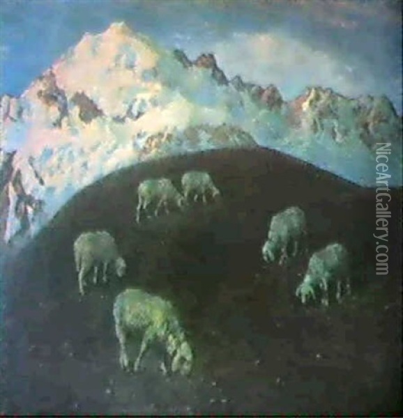 Tramonto Montano Oil Painting - Ferdinando Ramponi