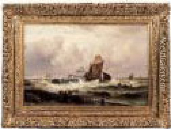 Entree D'un Bateau De Peche Calaisien Dans Le Port De Douvres Par Gros Temps Oil Painting - Theodor Alexander Weber