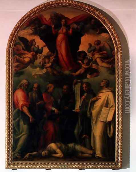 The Dispute of the Doctors of the Church over the Immaculate Conception Oil Painting - Giovanni Antonio Sogliani