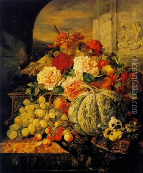 Still Life With Flowers Oil Painting - Edward Ladell