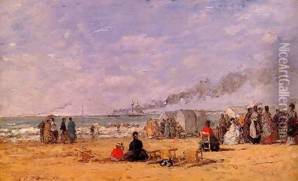 The Beach at Trouville IV Oil Painting - Eugene Boudin
