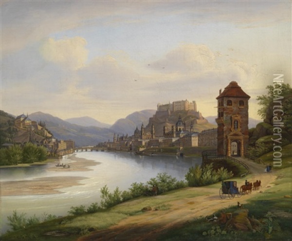 Blick Auf Salzburg Oil Painting - Jakob Roedler
