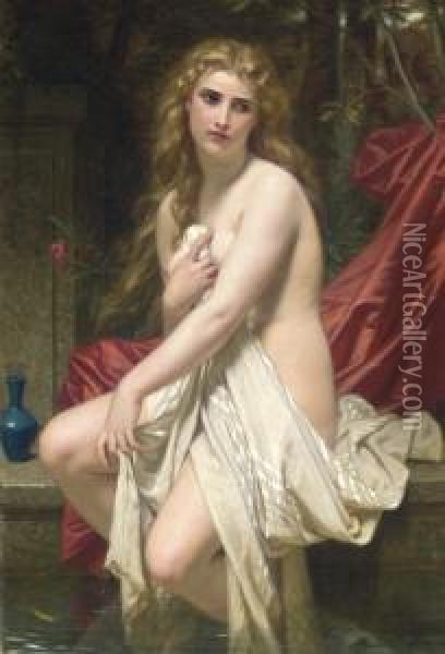 Susannah At Her Bath Oil Painting - Hugues Merle