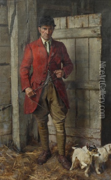 The Terrier Man Of The South Oxfordshire Hunt Oil Painting - William Logsdail