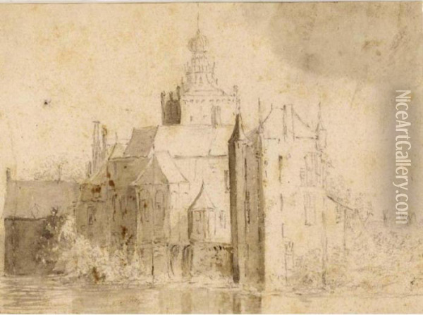 View Of The Castle Of Montfort Oil Painting - Jacob Van Ruisdael