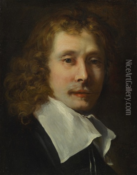 Portrait Of A Gentleman, Bust-length, In Black With A White Collar Oil Painting -  Rembrandt van Rijn