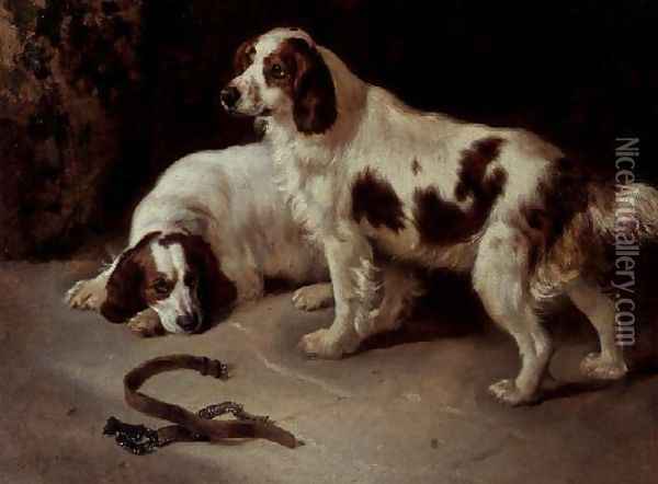 Brittany Spaniels Oil Painting - George W. Horlor