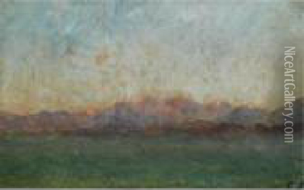 A Mediterranean Mountain Landscape Oil Painting - Emile Claus