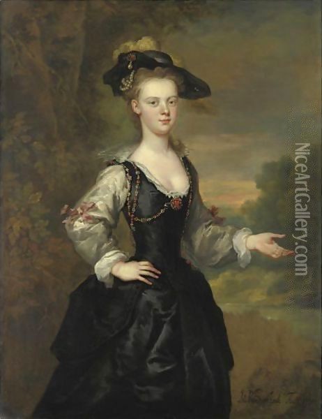 Ritratto Di Giovane Donna Con Cappello E Vestito Nero Oil Painting - John Vanderbank