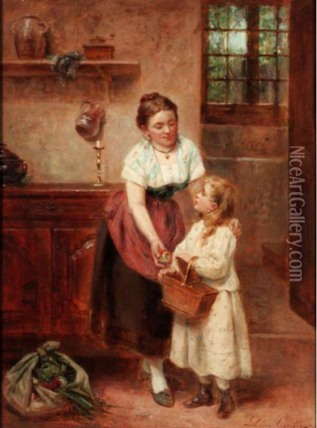 Going To School Oil Painting - Leon Caille