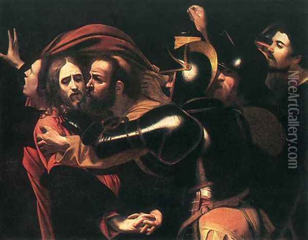 The Taking of Christ c. 1598 Oil Painting - Caravaggio