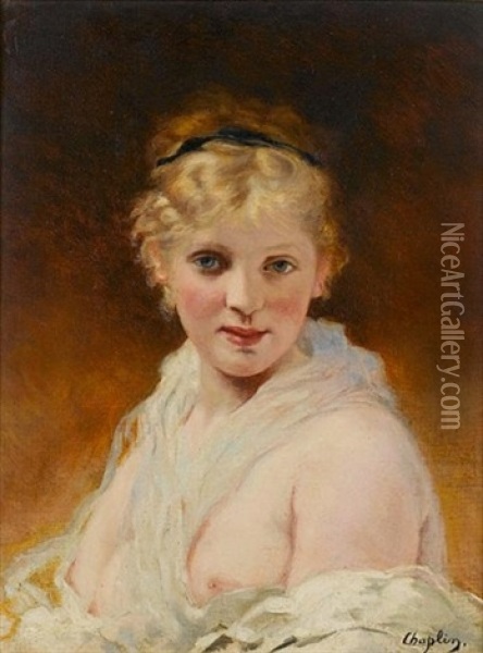 Portrait Of A Girl Oil Painting - Charles Joshua Chaplin
