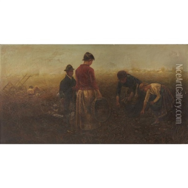 The Potato Harvest Oil Painting - Laszlo Pataky