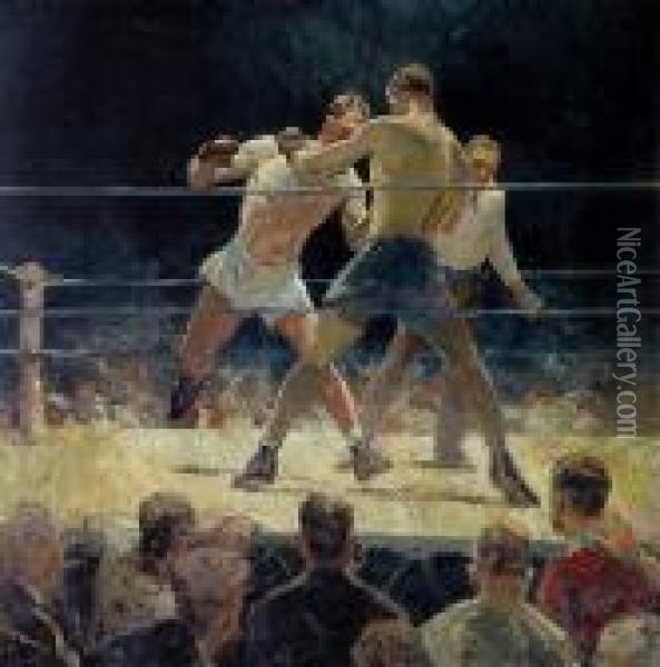The Big Fight Oil Painting - Herbert Morton Stoops