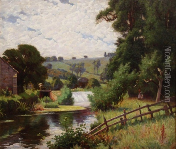 The Weir (near Northampton) Oil Painting - Sir Alfred East