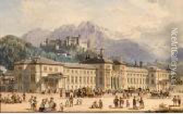View Of Salzburg Oil Painting - Rudolf Ritter von Alt