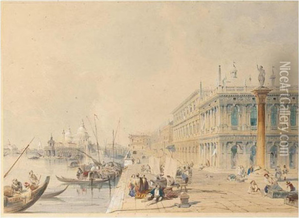 Venice From The Doges Palace Oil Painting - Edward Pritchett