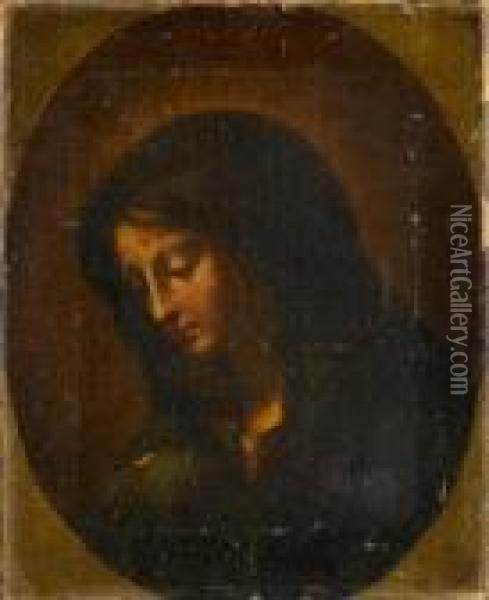 The Madonna, In A Painted Oval Oil Painting - Carlo Dolci