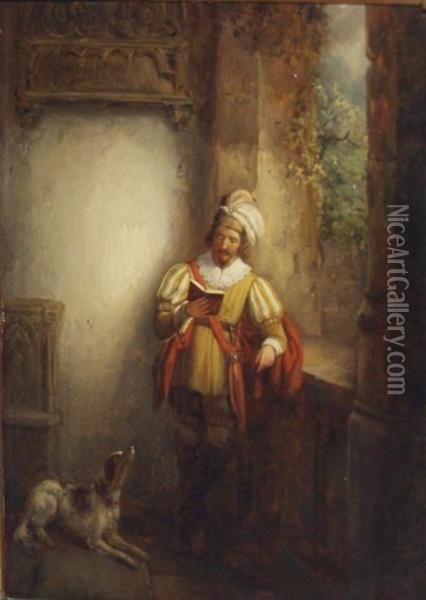 Lesenderritter (knight Reading) Oil Painting - Antoine Balthasar Stroebel Johannes