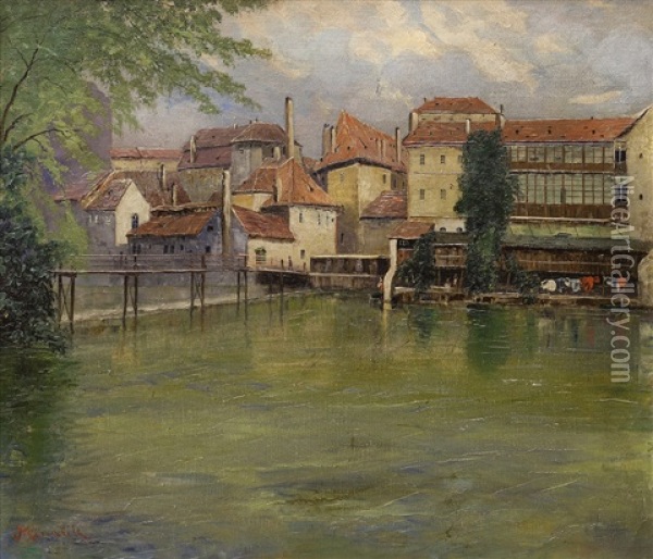 Ze Stare Prahy Oil Painting - Jan B. Minarik