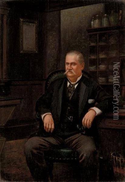 Seated Gentleman In His Office Oil Painting - Jefferson David Chalfant