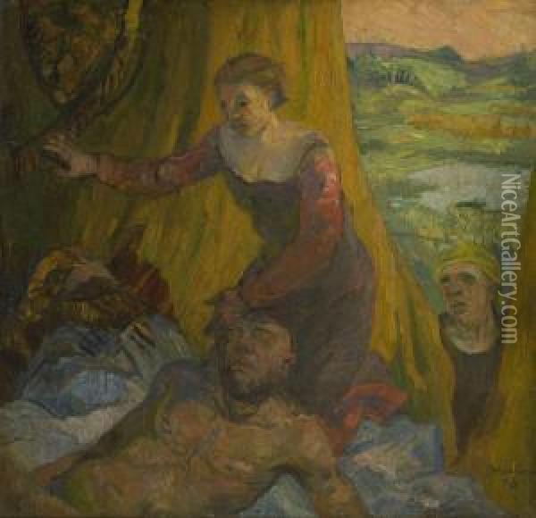 Samson Und Delila Oil Painting - Adolf Schinnerer