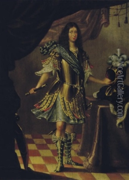 Portrait Of A Nobleman, Standing, Wearing Armor Oil Painting - Justus van (Verus ab) Egmont