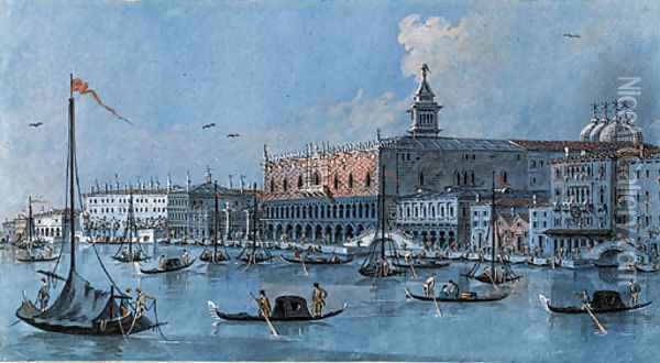 View of the Riva degli Schiavoni, Venice, with the Doge's Palace and the Piazzetta San Marco Oil Painting - Giacomo Guardi