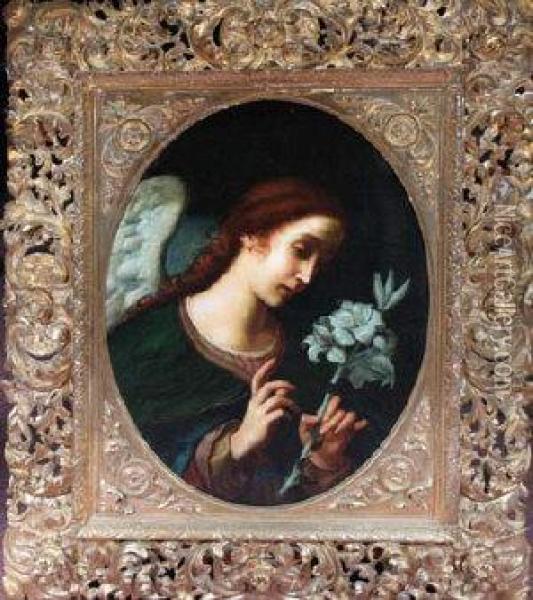 The Angel Of The Annunciation (after Carlo Dolci) Oil Painting - Oreste Costa