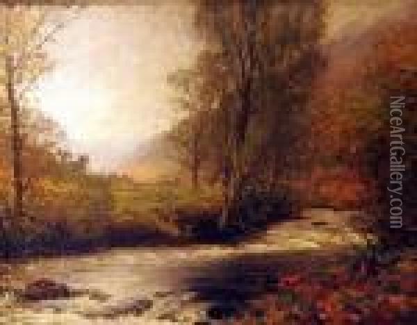 A River Landscape Oil Painting - Alexander Brownlie Docharty