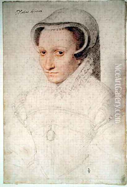 Madeleine de Luxembourg (c.1525-.), wife of Georges de La Tremouille, baron de Royan, c.1563 Oil Painting - (studio of) Clouet