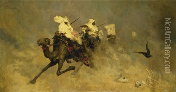 Camel Cavalry Oil Painting - Vasili Aleksandrovich Kotarbinsky