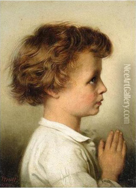 A Boy At Prayer Oil Painting - William Strutt