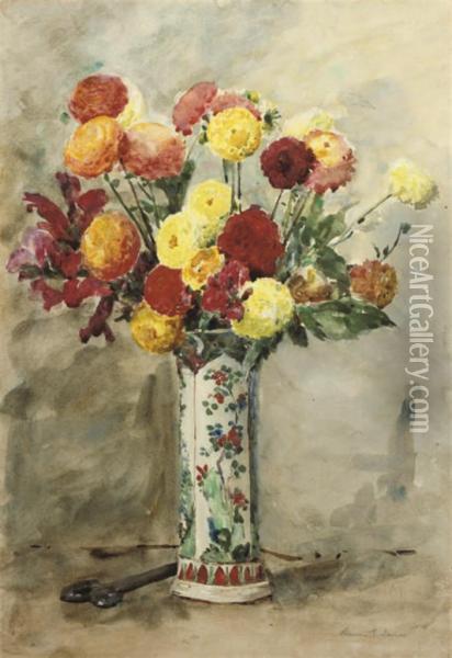 Assorted Summer Flowers In A Vase Oil Painting - Francis Edward James