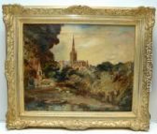 Cathedral From Pulls Ferry Oil Painting - Arthur Bowen Davies