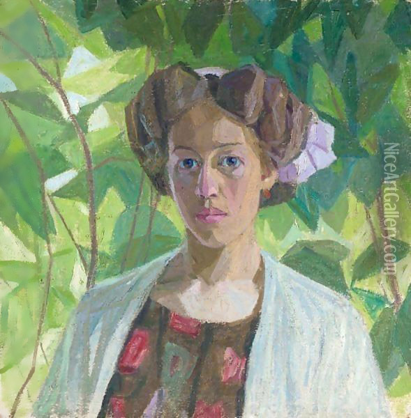 Portrait Of The Artist's Wife Oil Painting - Alexander Konstantinovich Bogomazov