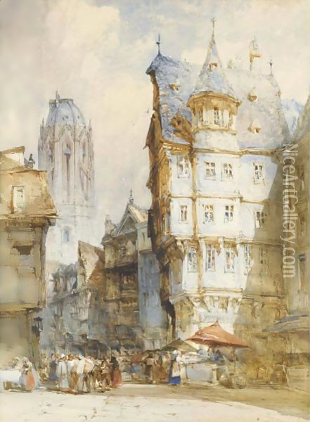 The Market, Frankfurt Oil Painting - William Callow