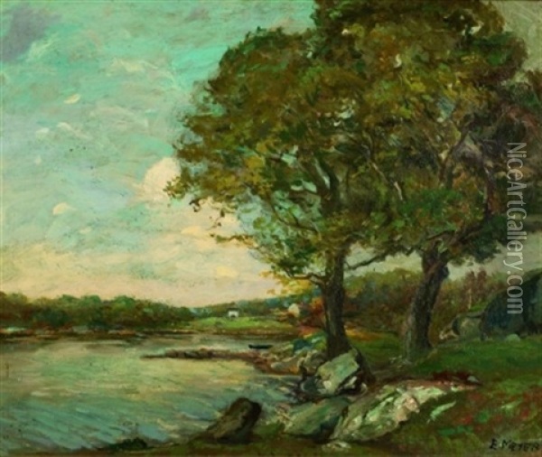 Trees By The Lake Oil Painting - Emile Meyer