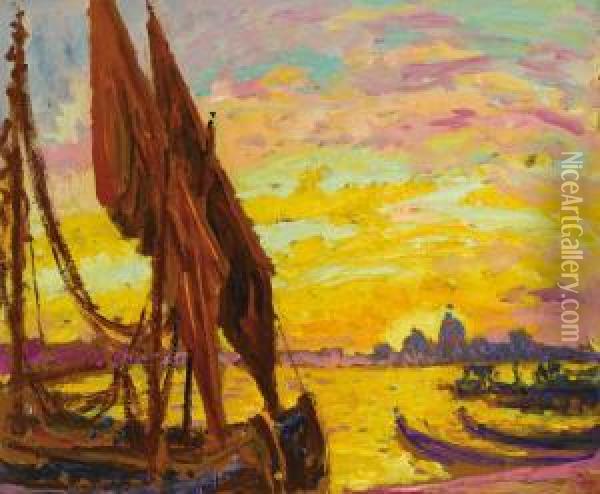 Lido Venice Sunset Oil Painting - William Samuel Horton