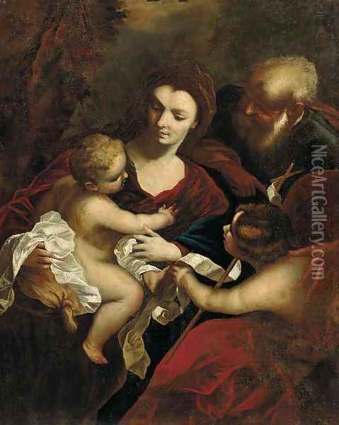 The Holy Family with the Infant Saint John the Baptist Oil Painting - Valerio Castello