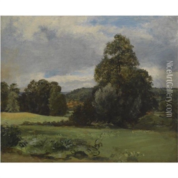 View Of The Entrance To Fen Lane Oil Painting - Lionel Bicknell Constable