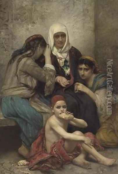 Oriental Scene, the Beggars (Scène orientale, une famille pauvre) Oil Painting - Francois Lafon