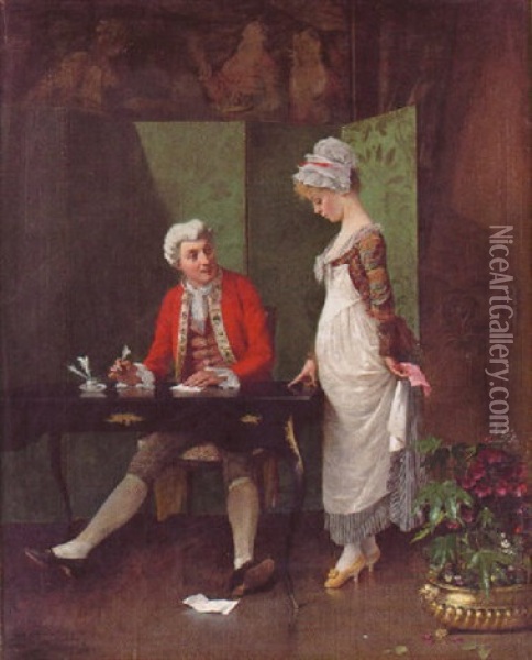 Brevet Oil Painting - August Vilhelm Nikolaus Hagborg