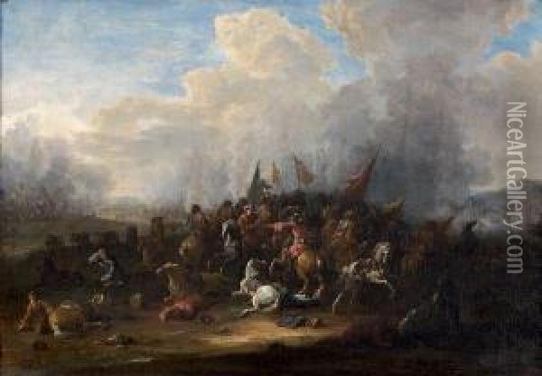 Choc De Cavalerie Oil Painting - Jean Baptist Van Der Meiren