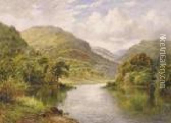 View In North Wales Oil Painting - Benjamin Williams Leader