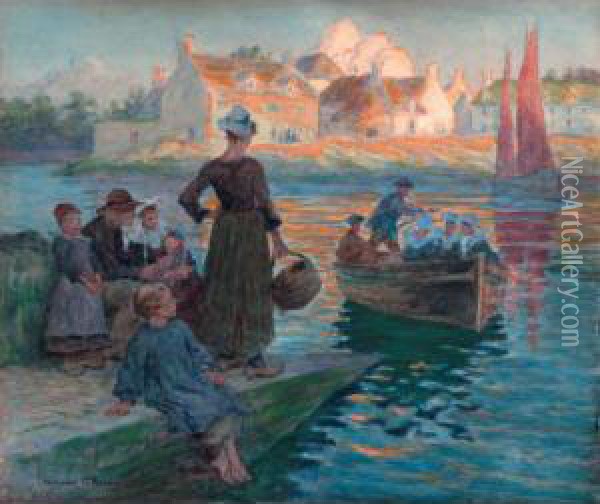 The Ferry, Concarneau Oil Painting - Aloysius C. O'Kelly