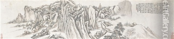 Tower In The Mountain Oil Painting -  Ren Yu