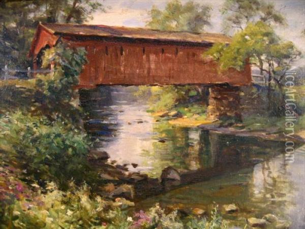 Covered Bridge, Bennington Vt Oil Painting - Louis Aston Knight