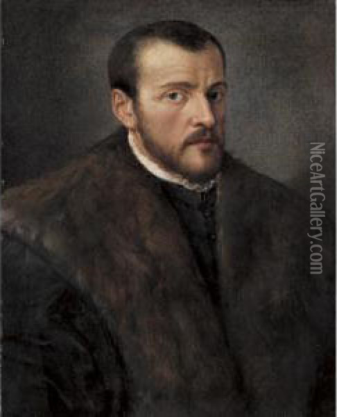 Bearded Man Oil Painting - Giovanni Battista Moroni